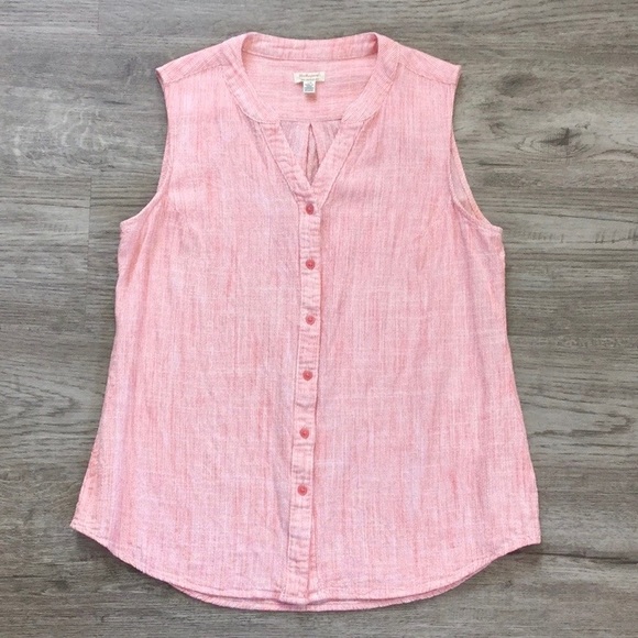 Weatherproof - Sleeveless Top - Pink & White - Picture 1 of 5